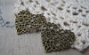 Accessories - 10 Pcs Of Antique Bronze Filigree Flower Heart Charms 23x24mm A4757