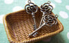 Accessories - 10 Pcs Of Antique Bronze Filigree Flower Key Charms 11x28mm A184