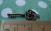 Accessories - 10 Pcs Of Antique Bronze Filigree Flower Key Charms 11x28mm A184
