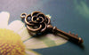 Accessories - 10 Pcs Of Antique Bronze Filigree Flower Key Charms 11x28mm A184