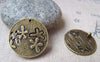Accessories - 10 Pcs Of Antique Bronze Filigree Flower Round Charms 23mm A339
