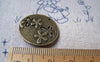 Accessories - 10 Pcs Of Antique Bronze Filigree Flower Round Charms 23mm A339