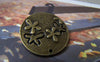 Accessories - 10 Pcs Of Antique Bronze Filigree Flower Round Charms 23mm A339