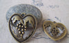 Accessories - 10 Pcs Of Antique Bronze Filigree Grape Heart Charms Pendants 30x31mm A4324