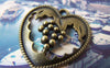 Accessories - 10 Pcs Of Antique Bronze Filigree Grape Heart Charms Pendants 30x31mm A4324