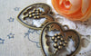 Accessories - 10 Pcs Of Antique Bronze Filigree Grape Heart Charms Pendants 30x31mm A4324