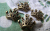 Accessories - 10 Pcs Of Antique Bronze Filigree Half Crown Charms 12.5mm A779