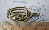 Accessories - 10 Pcs Of Antique Bronze Filigree Heart Bird Cage Charms 21x34mm A155