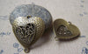 Accessories - 10 Pcs Of Antique Bronze Filigree Heart Connector Charms 29x33mm A4750