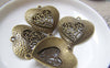 Accessories - 10 Pcs Of Antique Bronze Filigree Heart Connector Charms 29x33mm A4750