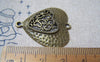 Accessories - 10 Pcs Of Antique Bronze Filigree Heart Connector Charms 29x33mm A4750