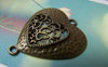 Accessories - 10 Pcs Of Antique Bronze Filigree Heart Connector Charms 29x33mm A4750