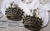 Accessories - 10 Pcs Of Antique Bronze Filigree Heart Crown Charms 20x20mm A773