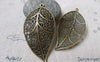 Accessories - 10 Pcs Of Antique Bronze Filigree Huge Leaf Pendants Charms 30x57mm A6729