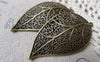 Accessories - 10 Pcs Of Antique Bronze Filigree Huge Leaf Pendants Charms 30x57mm A6729