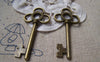 Accessories - 10 Pcs Of Antique Bronze Filigree Key Charms 23x54mm A174