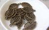 Accessories - 10 Pcs Of Antique Bronze Filigree Leaf Charms 14x27mm A4467