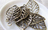 Accessories - 10 Pcs Of Antique Bronze Filigree Leaf Pendants Charms 26x44mm A423