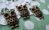 Accessories - 10 Pcs Of Antique Bronze Filigree Owl Charms 14x20mm A119