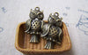 Accessories - 10 Pcs Of Antique Bronze Filigree Owl Charms Pendants 16x31mm A2945
