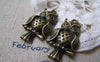 Accessories - 10 Pcs Of Antique Bronze Filigree Owl Charms Pendants 16x31mm A2945