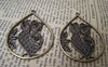 Accessories - 10 Pcs Of Antique Bronze Filigree Owl Teardrop Drops Pendants 37x48mm A102