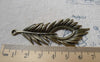 Accessories - 10 Pcs Of Antique Bronze Filigree Peacock Feather Pendants Charms  27x70mm  A6640