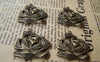 Accessories - 10 Pcs Of Antique Bronze Filigree Rose Flower Charms 29x30mm A410