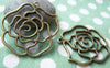 Accessories - 10 Pcs Of Antique Bronze Filigree Rose Flower Pendants Charms 40mm A1739