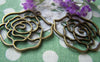 Accessories - 10 Pcs Of Antique Bronze Filigree Rose Flower Pendants Charms 40mm A1739