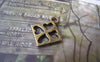 Accessories - 10 Pcs Of Antique Bronze Filigree Square Four Hearts Charms 15x17mm A4690