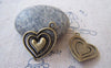 Accessories - 10 Pcs Of Antique Bronze Filigree Three Layer Heart Charms 25x25mm A4151