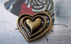 Accessories - 10 Pcs Of Antique Bronze Filigree Three Layer Heart Charms 25x25mm A4151