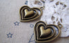 Accessories - 10 Pcs Of Antique Bronze Filigree Three Layer Heart Charms 25x25mm A4151