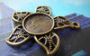 Accessories - 10 Pcs Of Antique Bronze Five Leaf Round Base Settings Match 12mm Cabochon A3185
