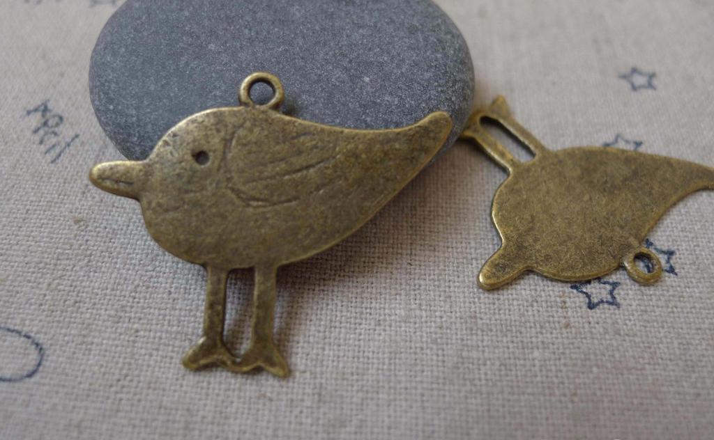 Accessories - 10 Pcs Of Antique Bronze Flat Bird Charms 23x28mm A278