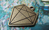 Accessories - 10 Pcs Of Antique Bronze Flat Diamond Charms Pendants 28x31mm A5767