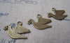 Accessories - 10 Pcs Of Antique Bronze Flat Peace Dove Bird Charms 15x25mm A2947