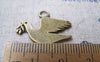 Accessories - 10 Pcs Of Antique Bronze Flat Peace Dove Bird Charms 15x25mm A2947