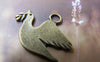 Accessories - 10 Pcs Of Antique Bronze Flat Peace Dove Bird Charms 15x25mm A2947