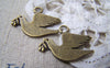Accessories - 10 Pcs Of Antique Bronze Flat Peace Dove Bird Charms 15x25mm A2947