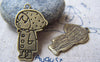 Accessories - 10 Pcs Of Antique Bronze Flat Red Cap Girl Charms 18x28mm A1659