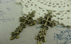 Accessories - 10 Pcs Of Antique Bronze Flower Cross Pendants Charms 25x47mm A5840