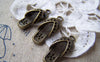 Accessories - 10 Pcs Of Antique Bronze Flower Flip Flop Charms 10x23mm A2876
