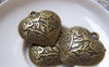 Accessories - 10 Pcs Of Antique Bronze Flower Heart Pendant Charms 30mm A3729