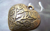 Accessories - 10 Pcs Of Antique Bronze Flower Heart Pendant Charms 30mm A3729