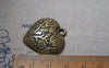 Accessories - 10 Pcs Of Antique Bronze Flower Heart Pendant Charms 30mm A3729