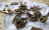 Accessories - 10 Pcs Of Antique Bronze Flower Lock Charms Double Sided 10x13mm A3005