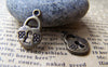 Accessories - 10 Pcs Of Antique Bronze Flower Lock Charms Double Sided 10x13mm A3005