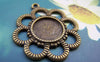 Accessories - 10 Pcs Of Antique Bronze Flower Round Base Settings Match 12mm Cabochon A2435